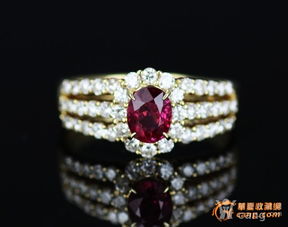 奢华定制 18k黄金镶嵌天然椭圆红宝石钻石戒指