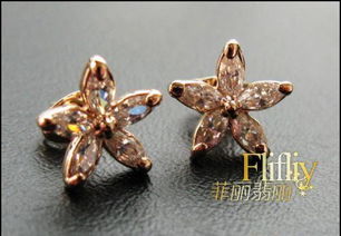 A10420精致简约水晶花18K金耳钉 优雅百搭的OL高雅之选